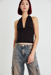 Weekday ALINE DEEP HALTER Top brown dark/brown Zalando