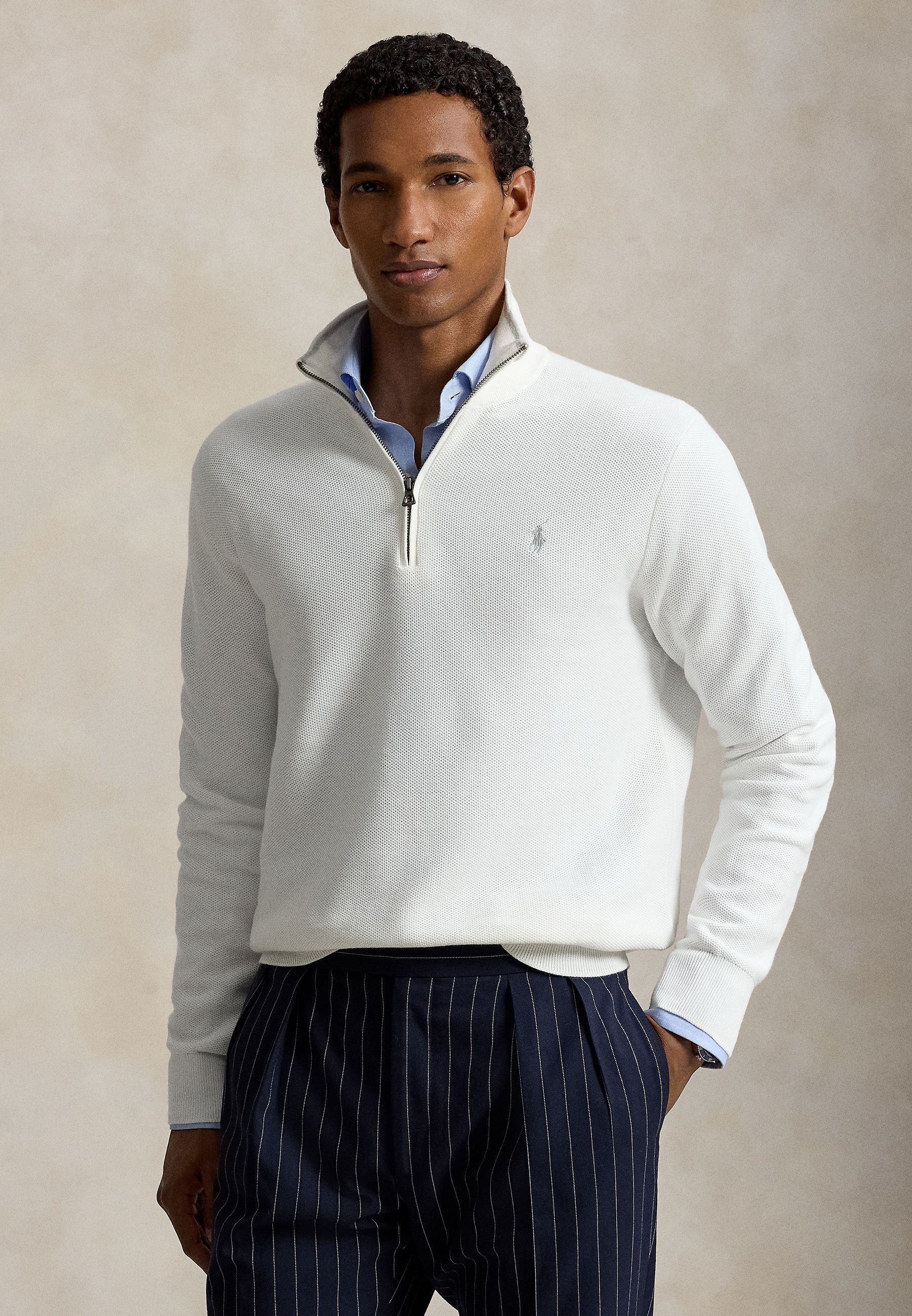 Polo Ralph Lauren KNIT COTTON QUARTER-ZIP SWEATER - Jumper