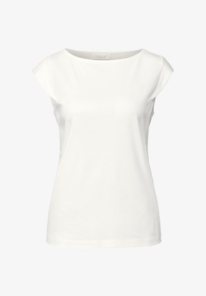 Witte t-shirt gemaakt van zachte katoen met een ronde hals, korte mouwen en een relaxed fit. Naadloos schouderontwerp en geen zichtbare patronen.