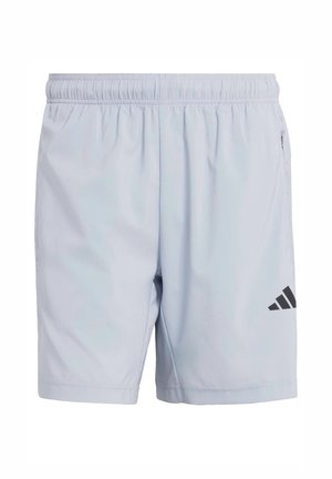 Heledad hallid sportpüksid elastse vöökohaga, küljetaskutega ja musta Adidas logo alumisel vasakul jalal. Sile kangastekstuur.