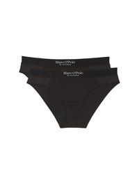 Slip in cotone nero con taglio classico e cintura elasticizzata. Marchio Marc O’Polo visibile sulla cintura. Confezione da due.