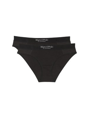 Slip in cotone nero con taglio classico e cintura elasticizzata. Marchio Marc O’Polo visibile sulla cintura. Confezione da due.
