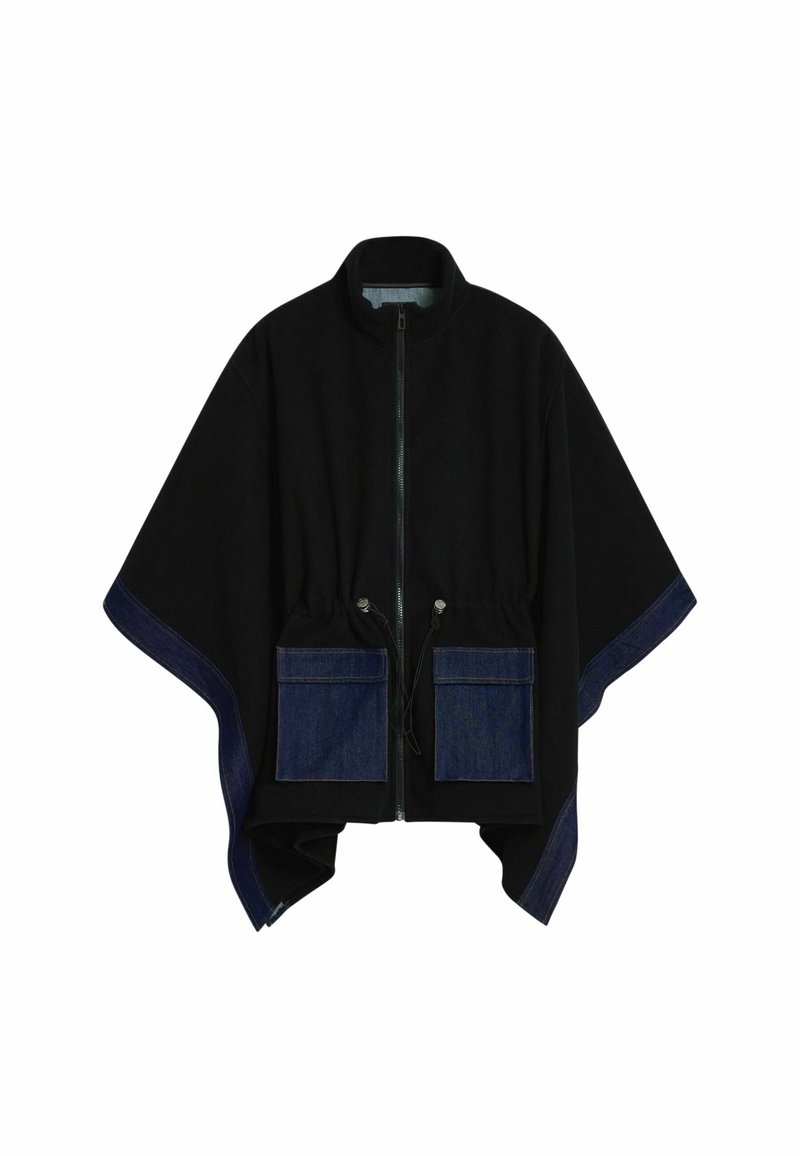 Poncho Desigual Zippé Noir Taille Unique - Uni, Polyester, Neuf Sans Étiquettes