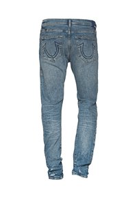 Džíny z denimu v světle modré barvě, s designem rovného střihu nohou, se vybledlými oblastmi a výrazným prošíváním na zadních kapsách.