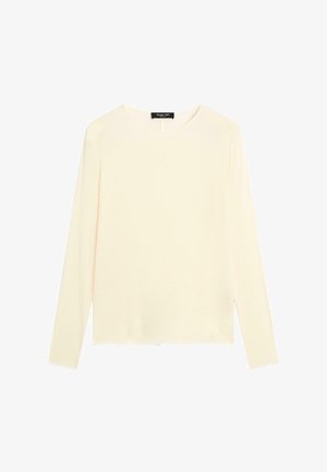 Cremefarbenes Langarmshirt für Frauen mit Rundhalsausschnitt, schlichtem Design und Massimo Dutti-Label im Innenkragen.