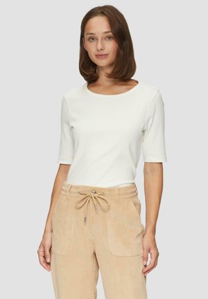 HALFLANGE MOUWEN - T-shirt print - creme