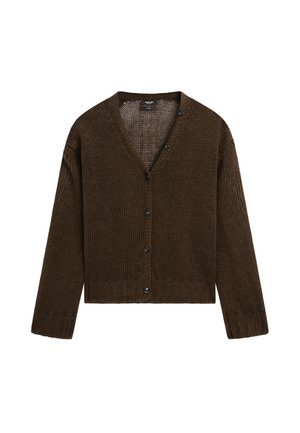 BUTTONED V-NECK WITH LONG SLEEVES - Strickjacke - brown