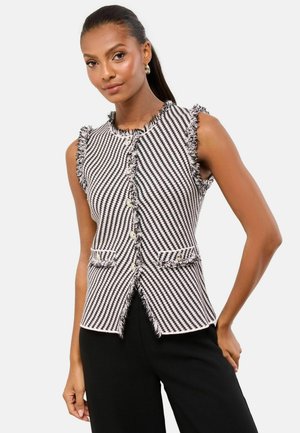 REGULAR FIT - FRINGE DETAIL LONGLINE BUTTONED STRIPE SMART  - Liivi - black white