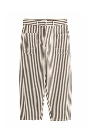 Next, TALL FIT - DOUBLE POCKET BARREL JEANS - Jeans Relaxed Fit - brown cream stripe