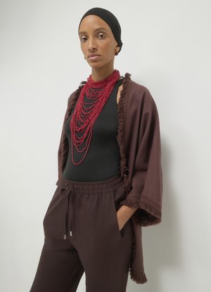Calliope KIMONO FRANGE  - Giacca leggera - marrone chiaro
