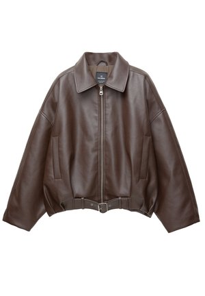 PULL&BEAR Kunstlederjacke - dark brown