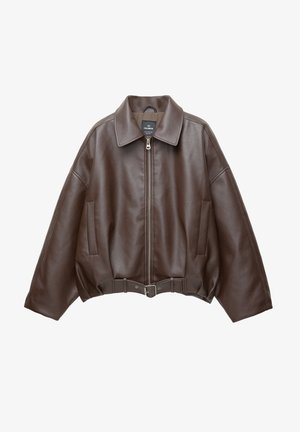 PULL&BEAR Kunstlederjacke - dark brown