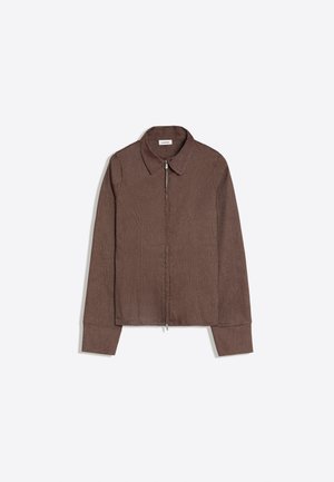 Bershka, BENGALINE LONG-SLEEVE SHIRT WITH ZIP - Chemisier - dark brown