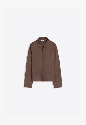 Bershka, BENGALINE LONG-SLEEVE SHIRT WITH ZIP - Chemisier - dark brown