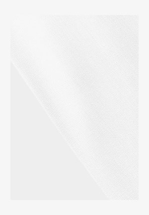 White fabric with a textured, woven surface. The material appears lightweight and smooth, showing a slight sheen in certain areas.