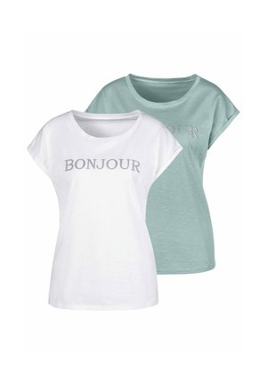 2 PACK - T-shirt print - mint/white