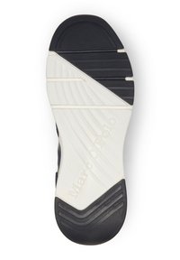Semelle de chaussure en caoutchouc noir et blanc présentant des motifs de grip texturés, taille 37, avec le nom de la marque "Marc O'Polo" embossé.