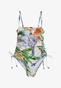 Valimata, cream navy parrot placement print