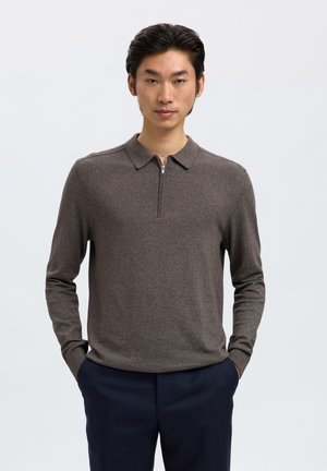 Selected, SLHBERG HALF ZIP - Neule - morel
