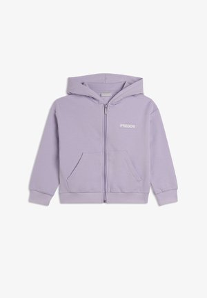 Felpa con cappuccio color lilla chiaro con zip, realizzata in morbido tessuto, con tasca frontale, polsini a costine e logo ricamato sul petto.