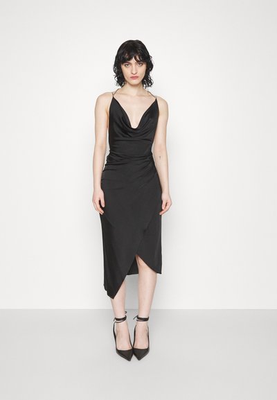 Et Ochs ILA CHAIN COWL NECK MIDI DRESS - Koktélruha / Partiruha - black