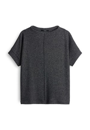 Top grigio a maniche corte realizzato in tessuto morbido, con scollatura tonda e cucitura centrale sul retro. Vestibilità comoda con maniche arrotolate.