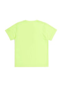 Camiseta de manga corta en un brillante amarillo neón, hecha de una tela suave con una textura lisa, con un escote redondo y un diseño liso.