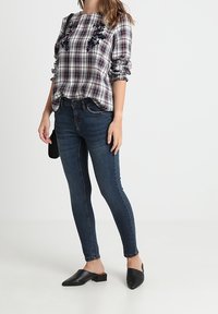 Noisy May Petite Skinny džíny - dark-blue denim
