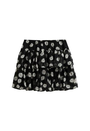 New Look DAISY PRINT RUFFLED MINI - Pleated skirt - black pattern