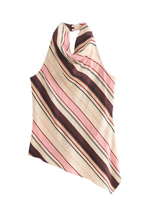 New Look, CRINKLE TEXTURE DIAGONAL STRIPE COWL NECK HALTER TOP - Camicetta - pink pattern