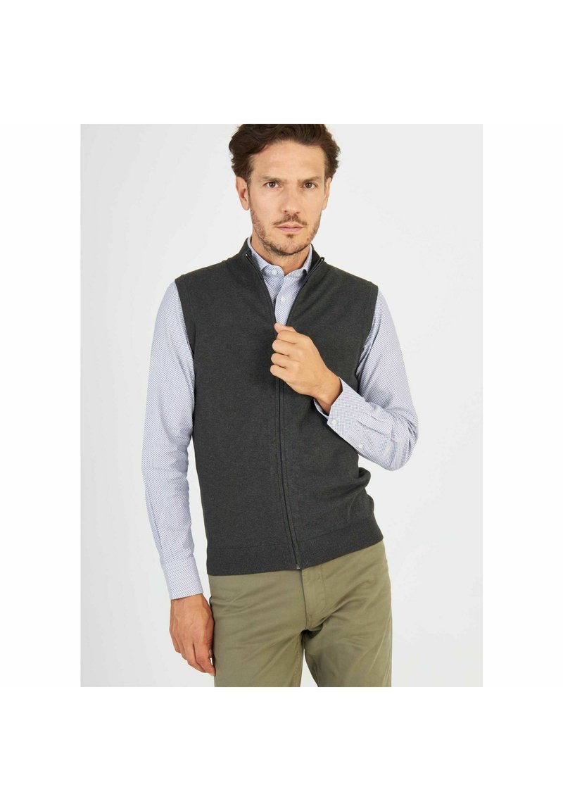 Generisch Felpa con cappuccio da uomo con cavallo in maglia, Grigio