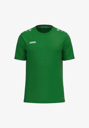 Groen sportshirt met korte mouwen en ronde hals, wit JAKO-logo op de borst en kleine witte iconen op beide schouders.