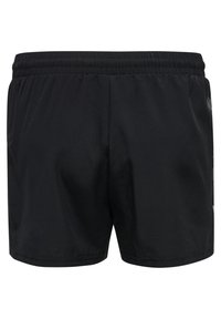 Bermudas deportivas negras con una cinturilla elástica, que cuentan con una textura de tela suave y un diseño sencillo. No incluye marcas ni patrones visibles.
