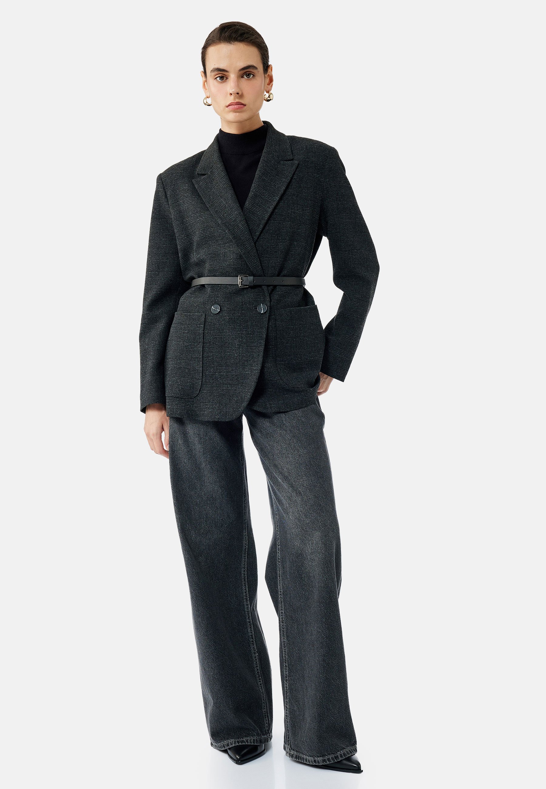 Koton CHECKED Blazer black/schwarz Zalando