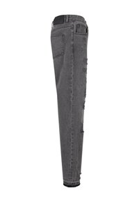 Uske jeans slim fit u sivim nijansama s iznosom, s ravnim nogavicama, stražnjim džepovima i prilagođenim strukom. Teksturirani denimski materijal.