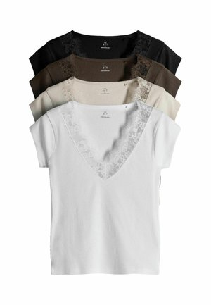 THE SET, 4 PACK  - Základné tričko - black brown neutral white