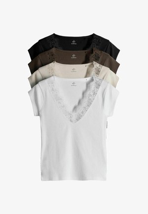 THE SET, 4 PACK - Základné tričko - black brown neutral white