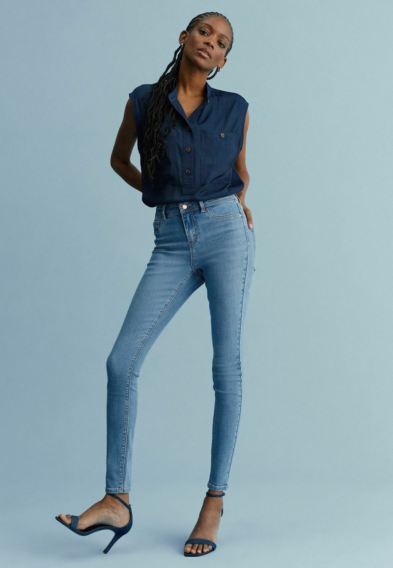 Next POWER STRETCH STANDARD TALL - Uske traperice - mid blue