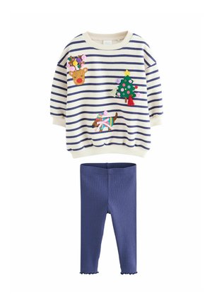 Next, SET - Sweatshirt - cream/navy stripe christmas