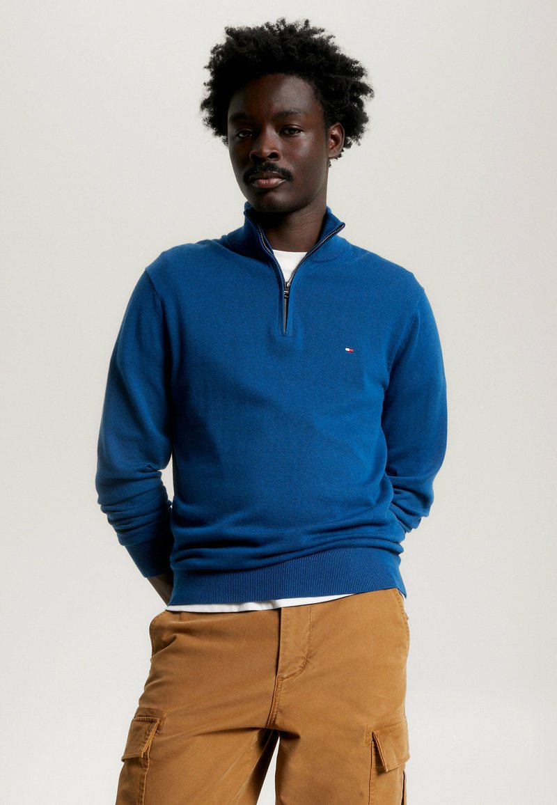 Tommy Hilfiger PIMA ZIP MOCK - Strickpullover - deep indigo