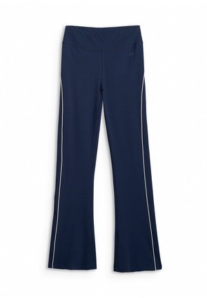 4F, 4F LEGGINSY Z ROZSZERZANYMI NOGAWKAMI DAMSKIE - CZARNE S - Pantalon classique - navy