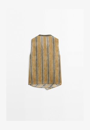 Massimo Dutti, FLOWING STRIPED RAMIE BLEND WRAP TOP - Bluse - dark yellow