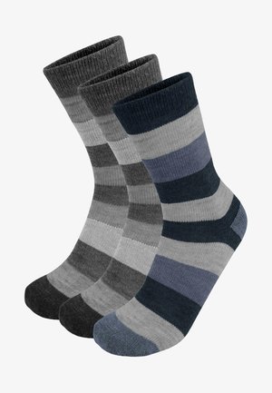 Normani 6 PAAR ALPAKA BREITGESTREIFT - Socken - anthrazit anthrazit marine