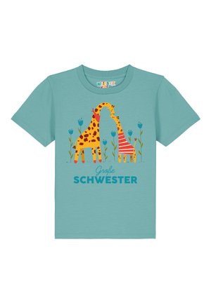 GIRAFFE GROSSE SCHWESTER - T-shirt print - teal monstera