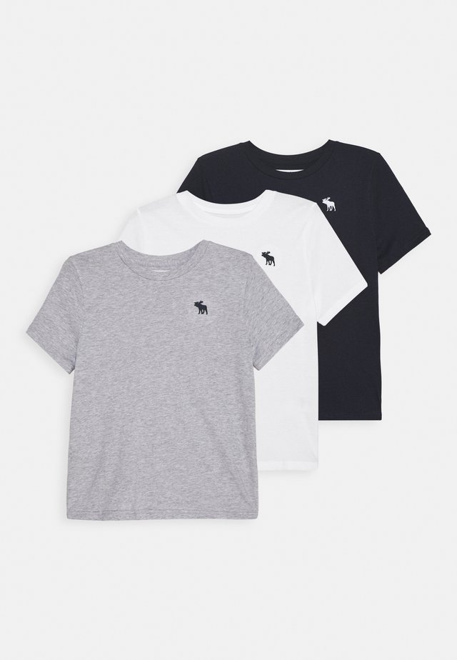 CREW 3 PACK - T-Shirt print - navy/white/grey