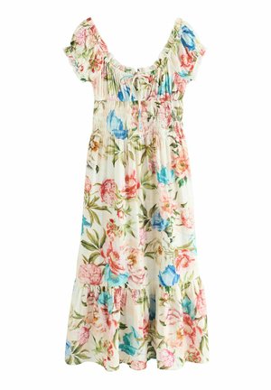 Day dress - cream blue and pink floral print