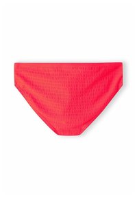Bikini bottom fucsia neon realizzato in tessuto testurizzato, caratterizzato da un design a vita bassa con una cintura liscia e bordi senza cuciture.