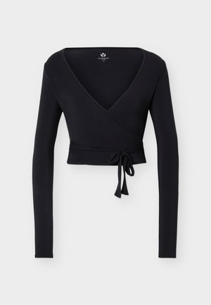 Even&Odd active by Zalando, ESSENTIAL STUDIO MODAL JERSEY YOGA WRAP TOP - Блуза с дълги ръкави - black