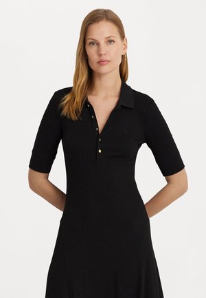 COTTON BLEND POLO DRESS - Svetríkové šaty - black