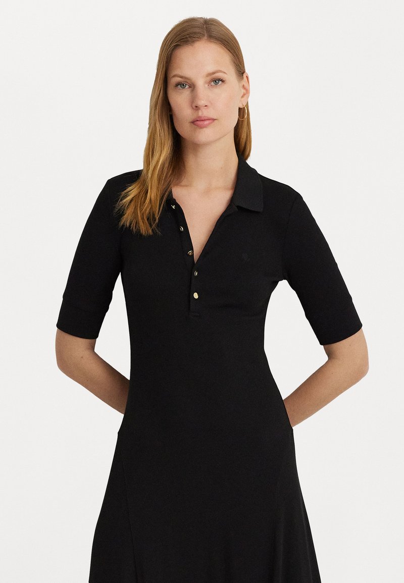 Lauren Ralph Lauren COTTON BLEND POLO DRESS - Džemperkleita - black